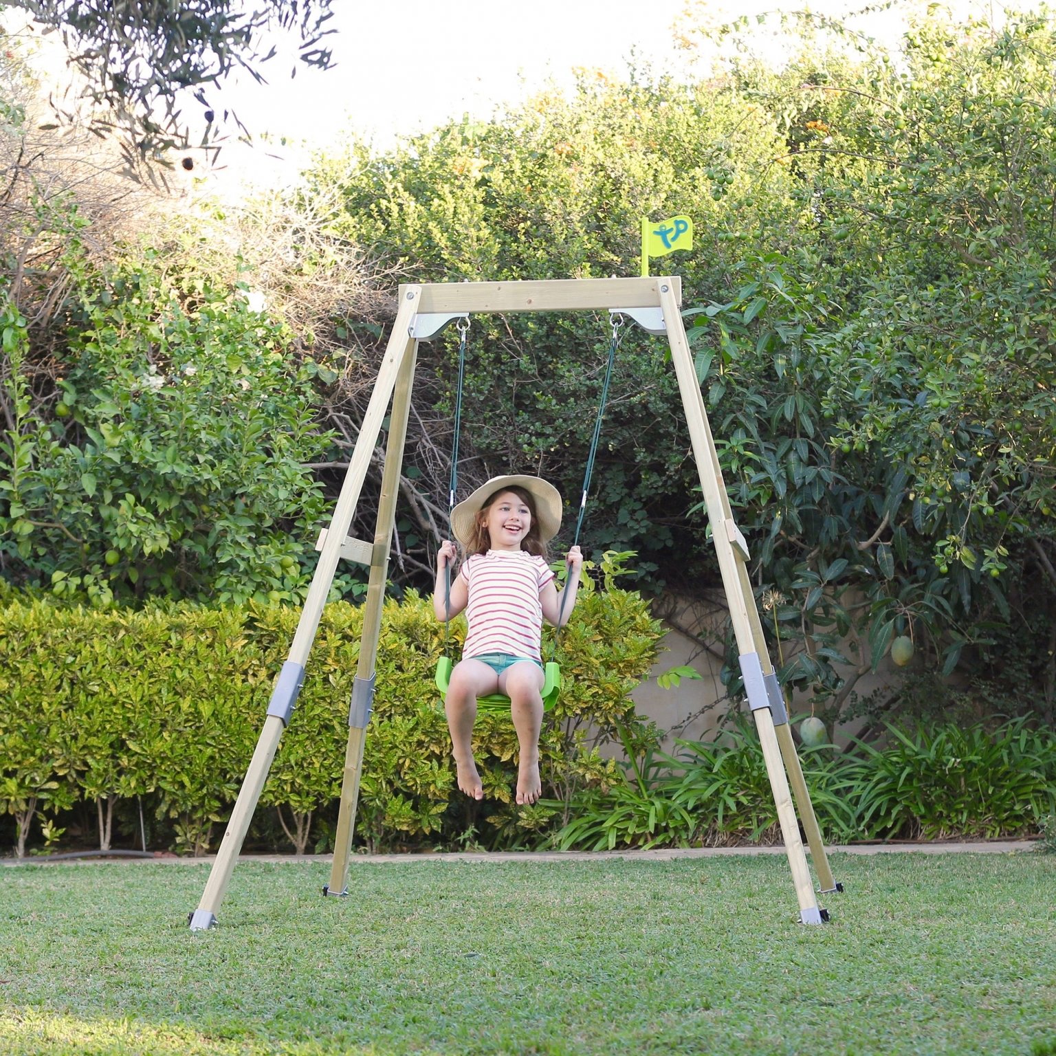 wooden growing swing