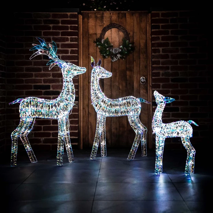 LED Iridescent Reindeer Family - White - 125cm - image 1