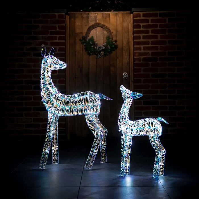 LED Iridescent Reindeer Family - White - 125cm - image 2