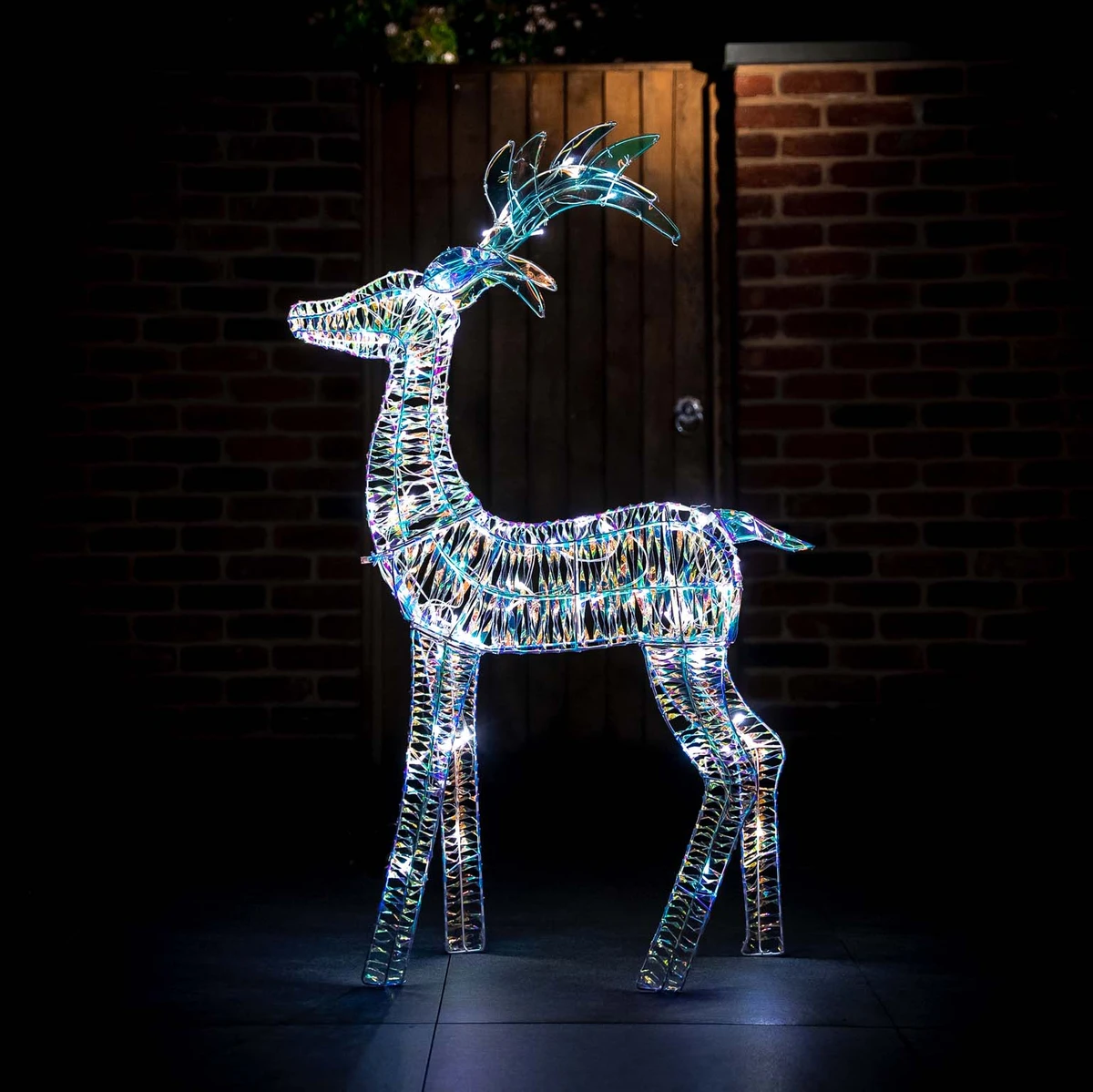 LED Iridescent Reindeer - White - 125cm - image 1