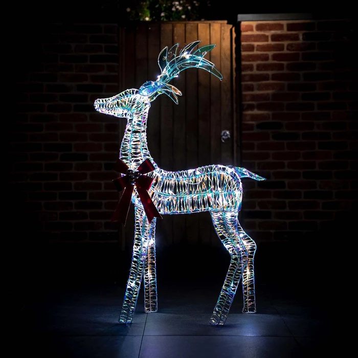 LED Iridescent Reindeer - White - 125cm - image 2