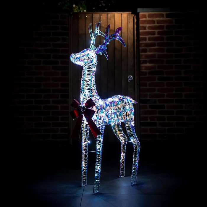 LED Iridescent Reindeer - White - 125cm - image 3