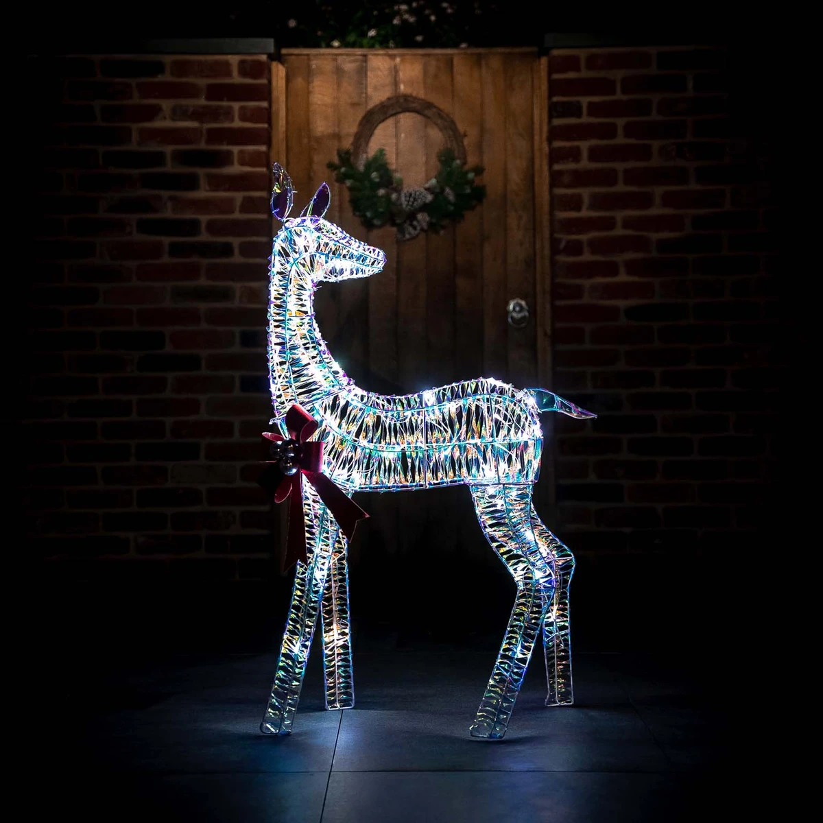 LED Iridescent Standing Reindeer - White - 110cm - image 1