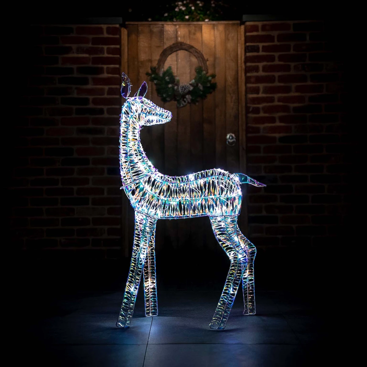 LED Iridescent Standing Reindeer - White - 110cm - image 2