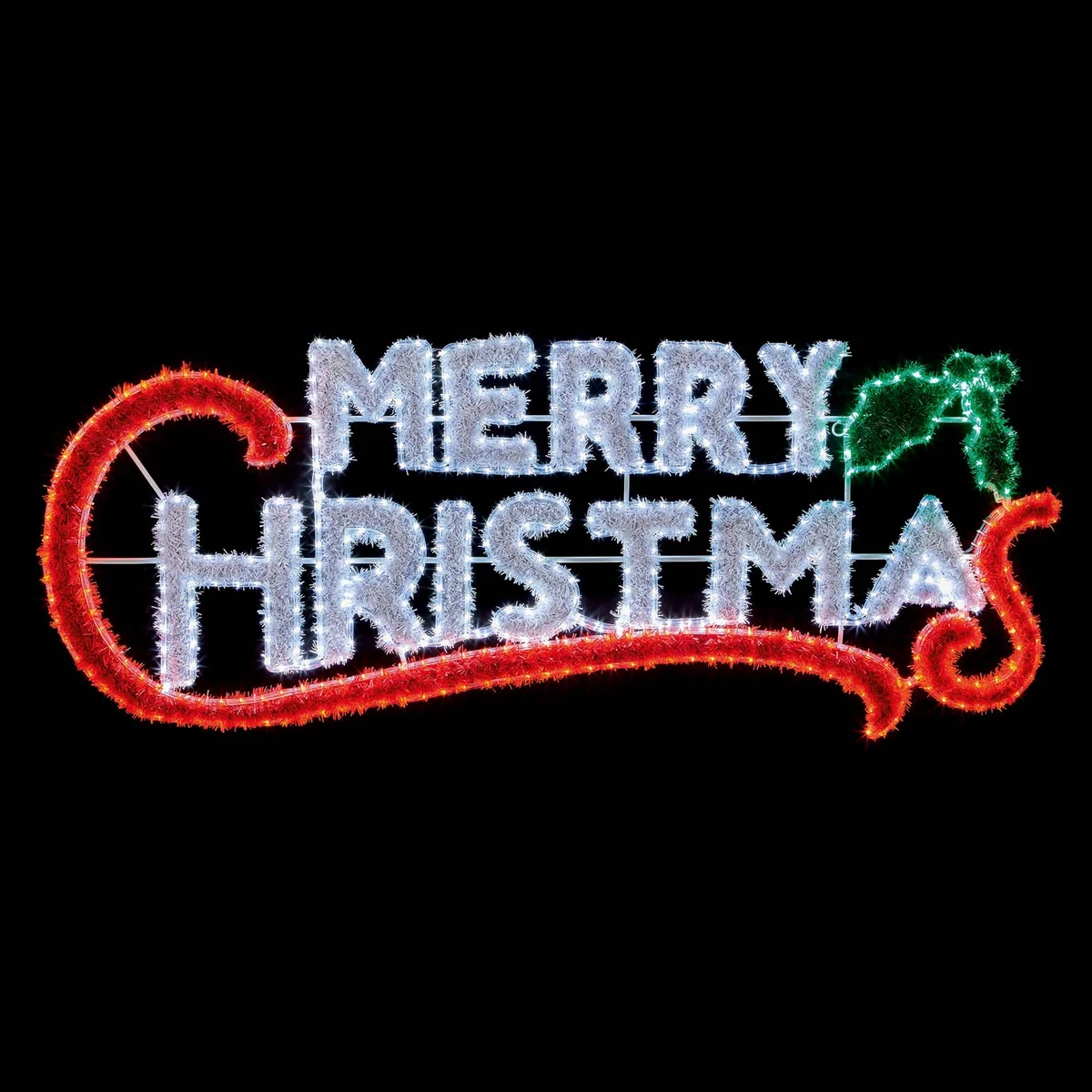 LED Merry Christmas Tinsel Sign