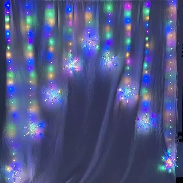 LED Snowflake Curtain - Rainbow