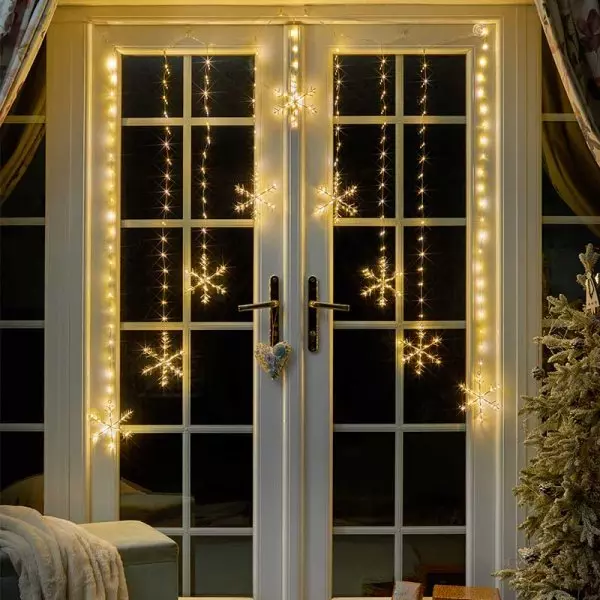 LED Snowflake Curtain - Warm White - image 2